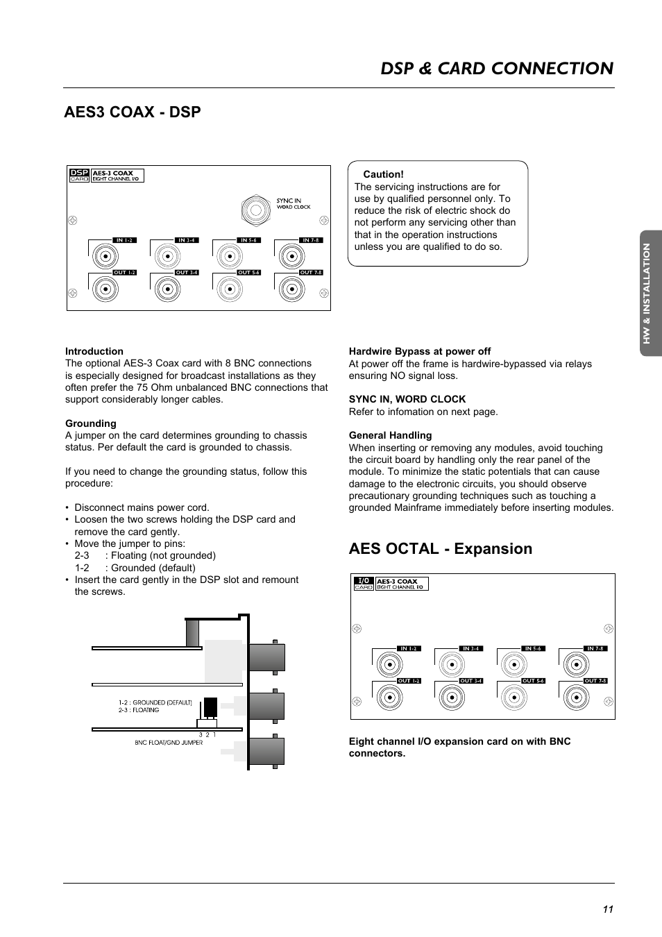Dsp & card connection, Aes octal - expansion, Aes3 coax - dsp | TC Electronic DB8 MKII User Manual | Page 11 / 50