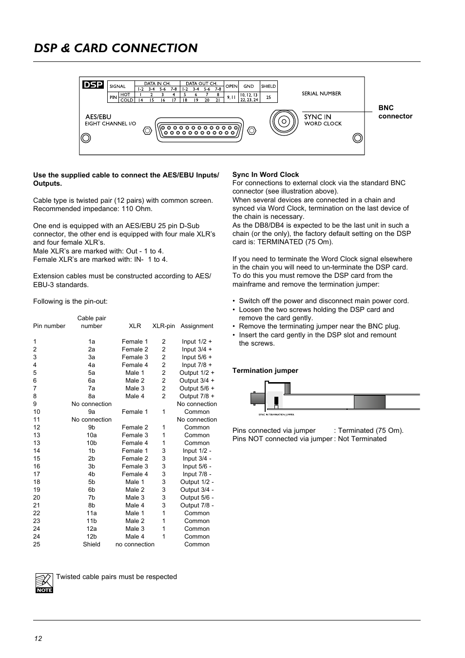 Dsp & card connection | TC Electronic DB8 MKII User Manual | Page 12 / 50