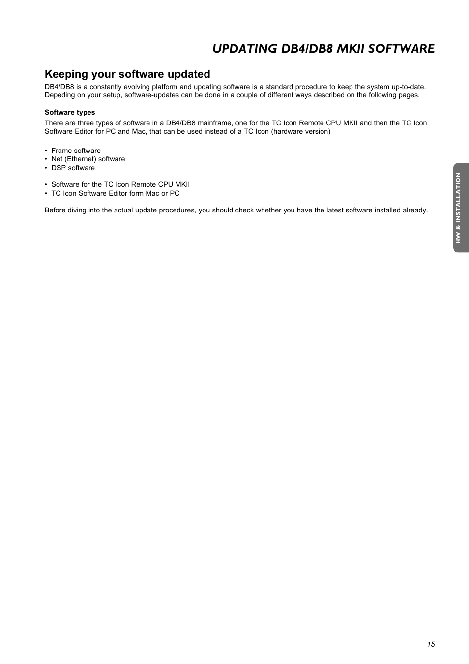 Updating db4/db8 mkii software, Keeping your software updated | TC Electronic DB8 MKII User Manual | Page 15 / 50