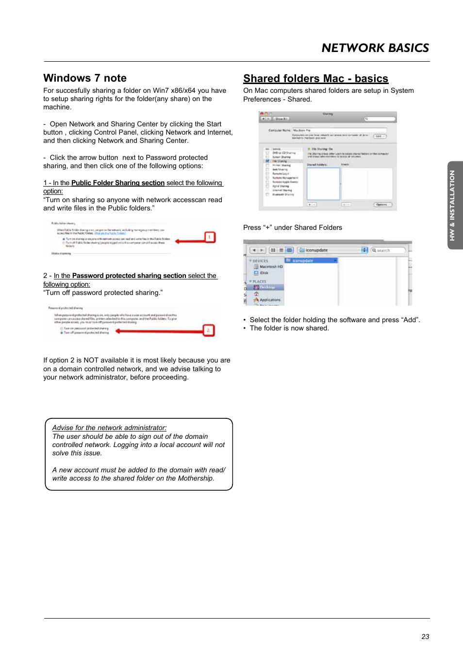 Network basics, Shared folders mac - basics | TC Electronic DB8 MKII User Manual | Page 23 / 50