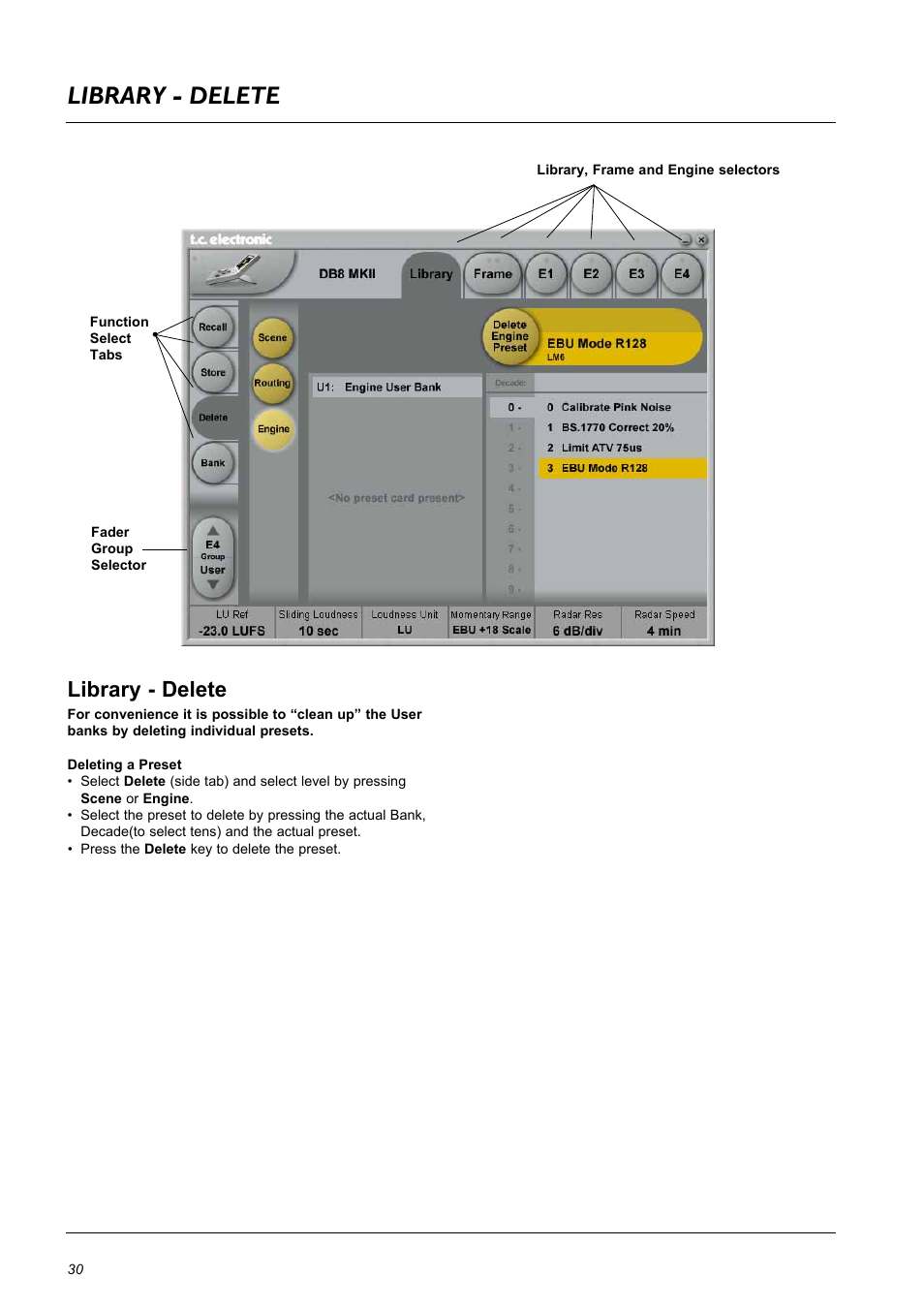 Library - delete | TC Electronic DB8 MKII User Manual | Page 30 / 50