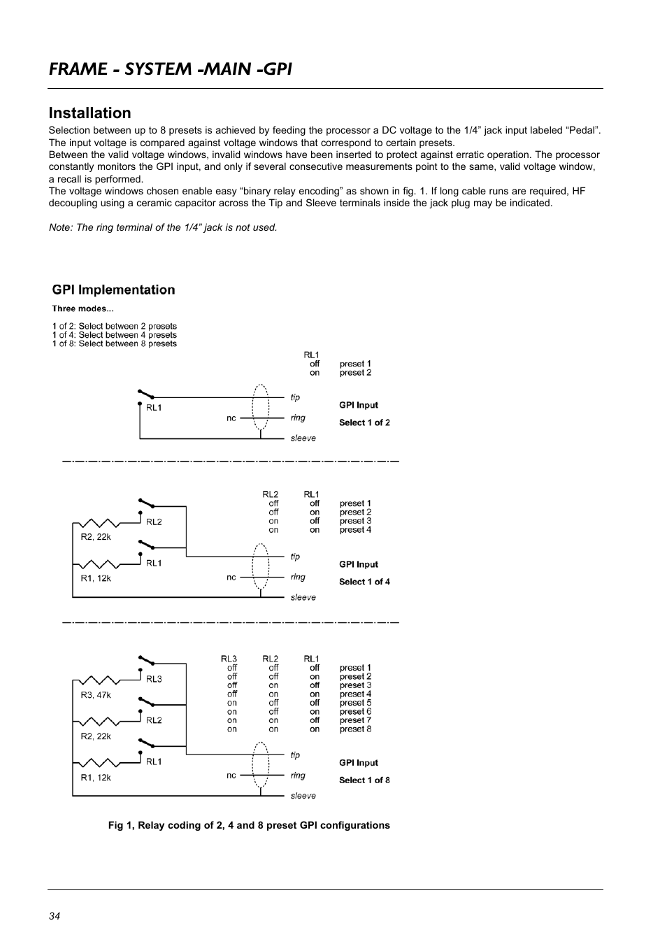 Frame - system -main -gpi, Installation | TC Electronic DB8 MKII User Manual | Page 34 / 50