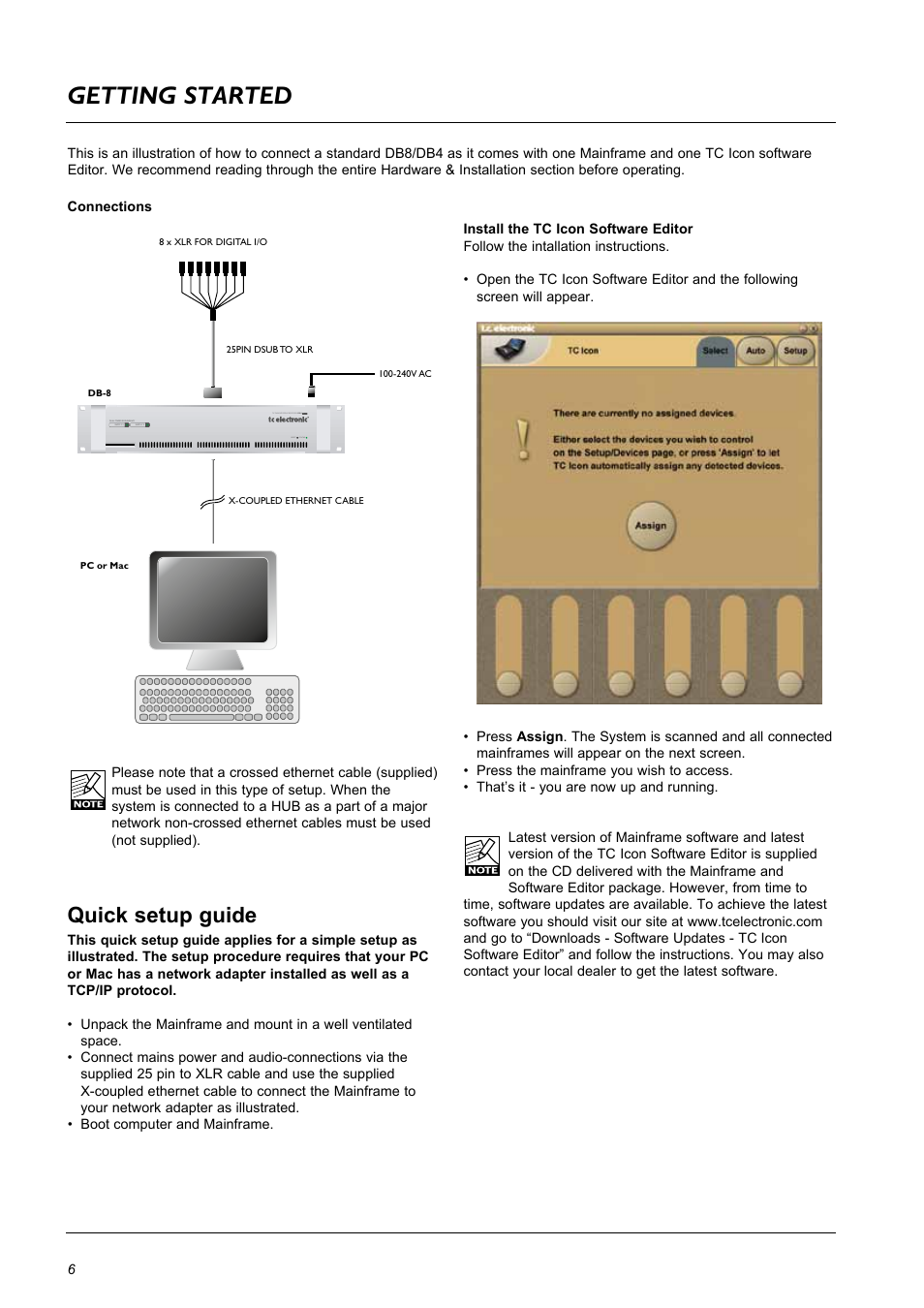 Getting started, Quick setup guide | TC Electronic DB8 MKII User Manual | Page 6 / 50