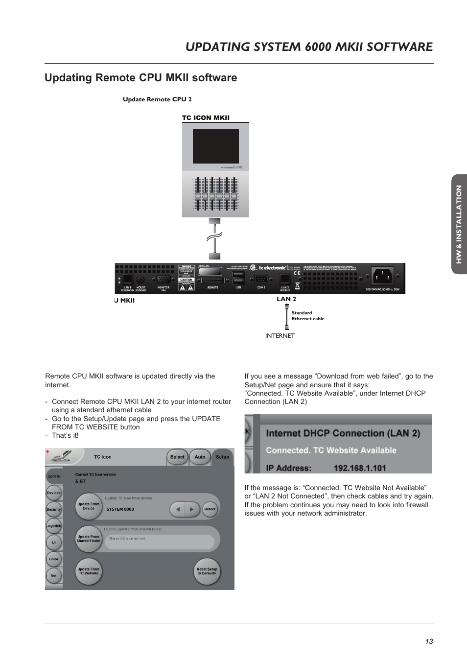 Updating system 6000 mkii software, Updating remote cpu mkii software | TC Electronic Broadcast 6000 User Manual | Page 13 / 68