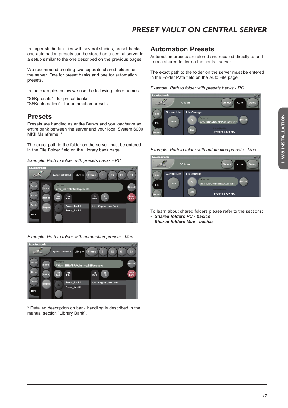 Preset vault on central server, Presets, Automation presets | TC Electronic Broadcast 6000 User Manual | Page 17 / 68