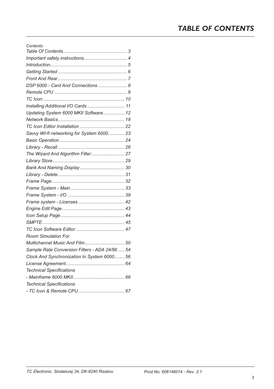 TC Electronic Broadcast 6000 User Manual | Page 3 / 68