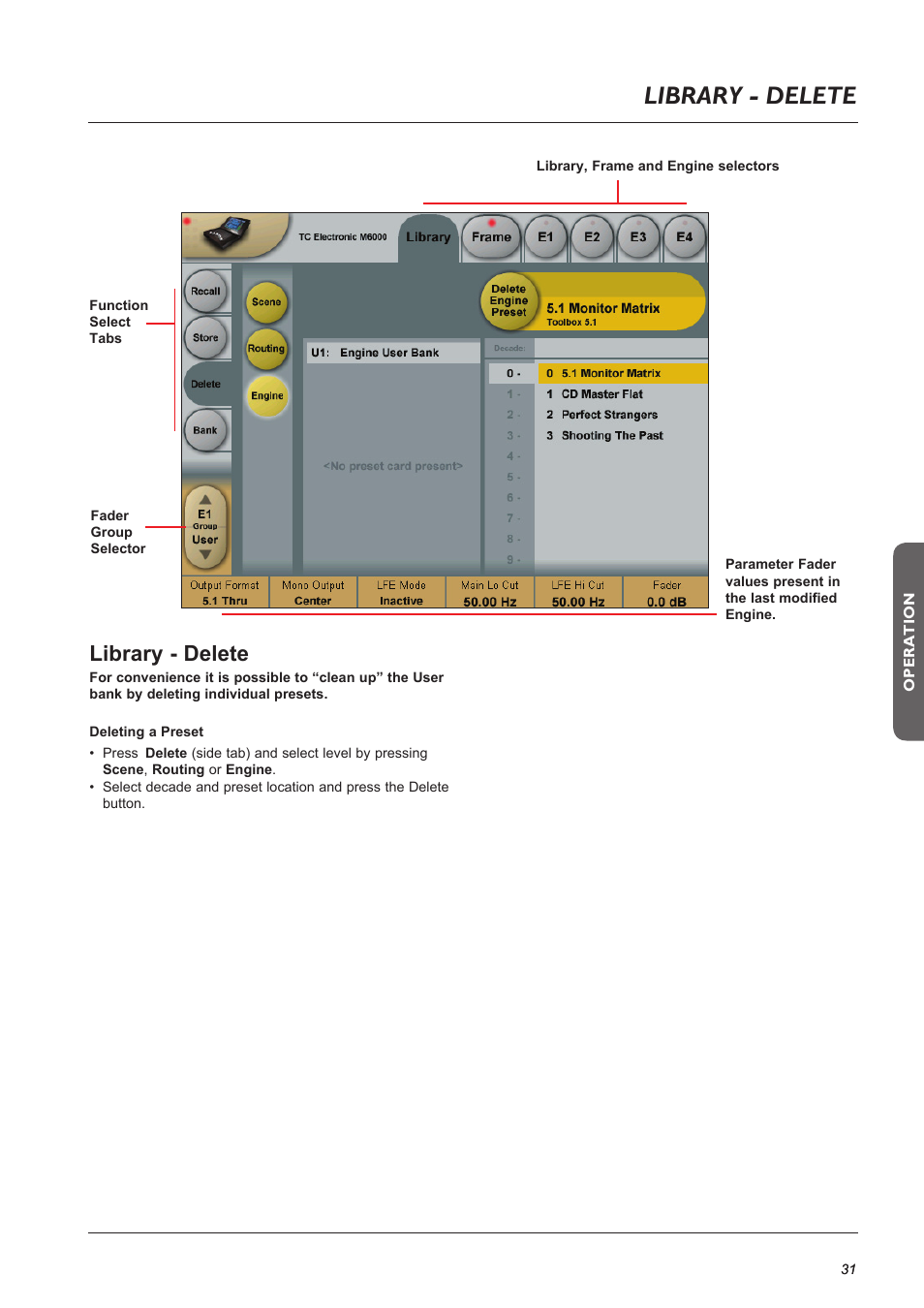Page head, Library - delete | TC Electronic Broadcast 6000 User Manual | Page 31 / 68