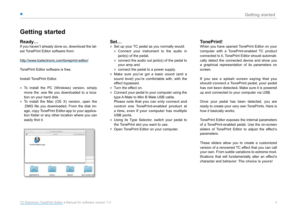 Getting started, Ready, Toneprint | TC Electronic TonePrint Editor User Manual | Page 5 / 19