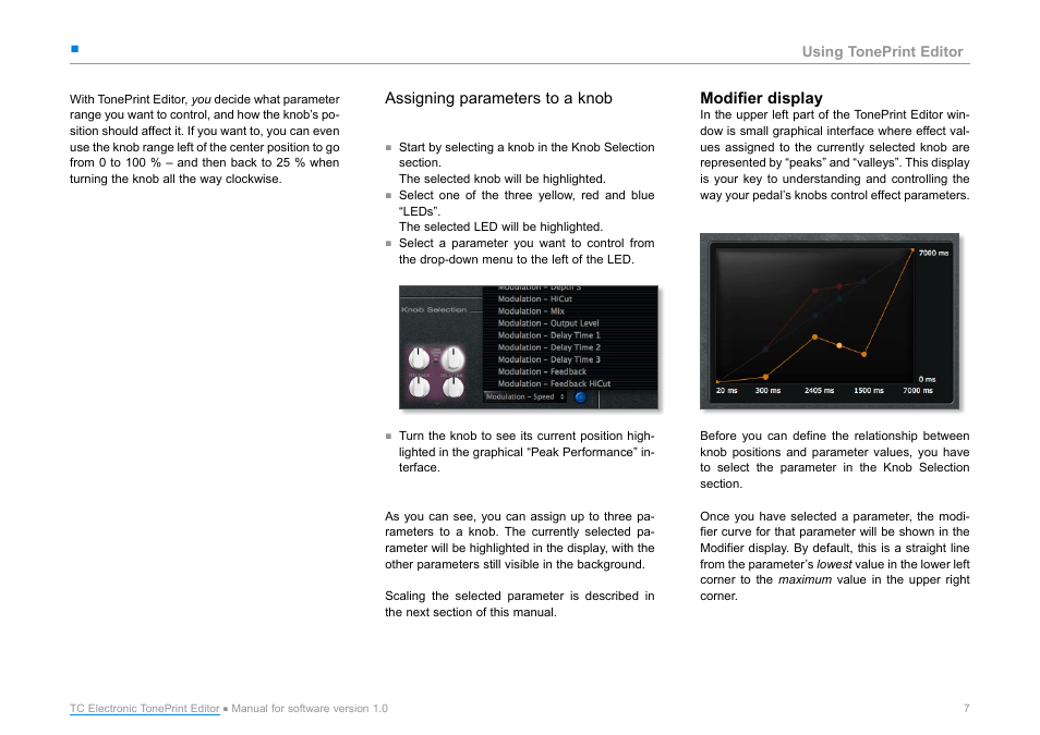 Assigning parameters to a knob, Modifier display | TC Electronic TonePrint Editor User Manual | Page 9 / 19