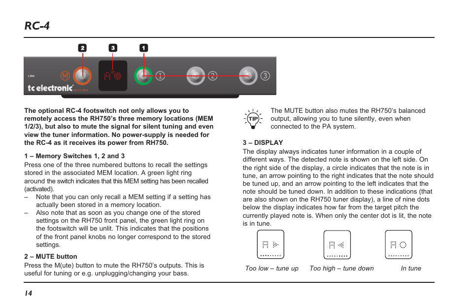 Rc-4 | TC Electronic RH750 User Manual | Page 16 / 24