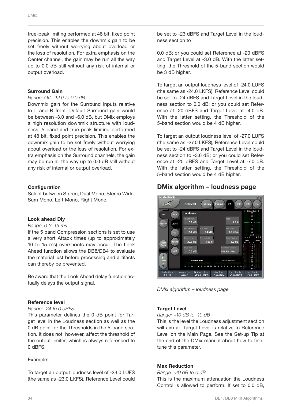 Dmix algorithm – loudness page | TC Electronic DB4 MKII User Manual | Page 38 / 95