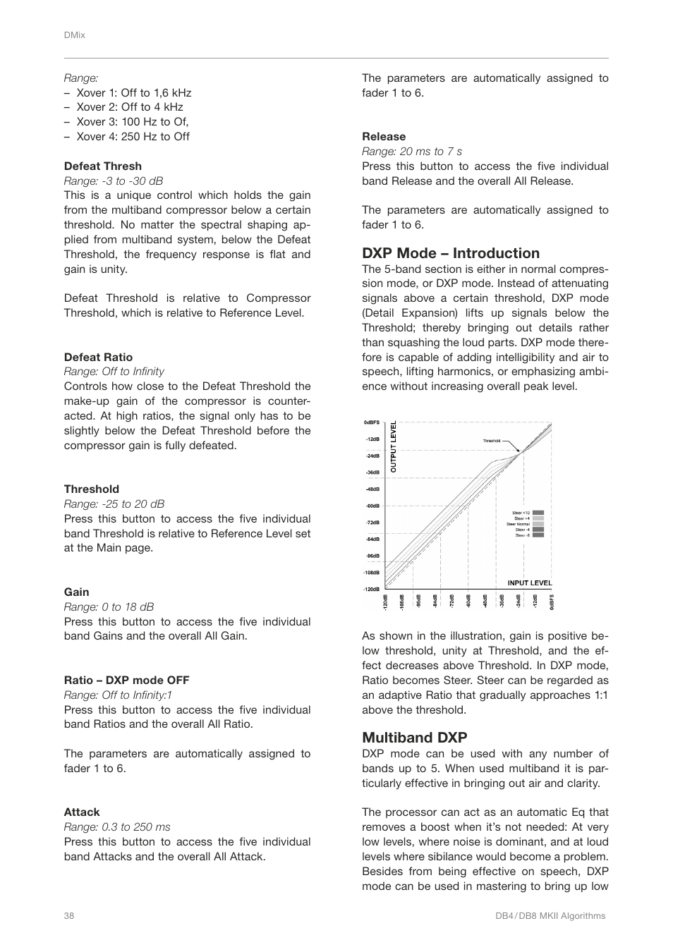 Dxp mode – introduction, Multiband dxp | TC Electronic DB4 MKII User Manual | Page 42 / 95