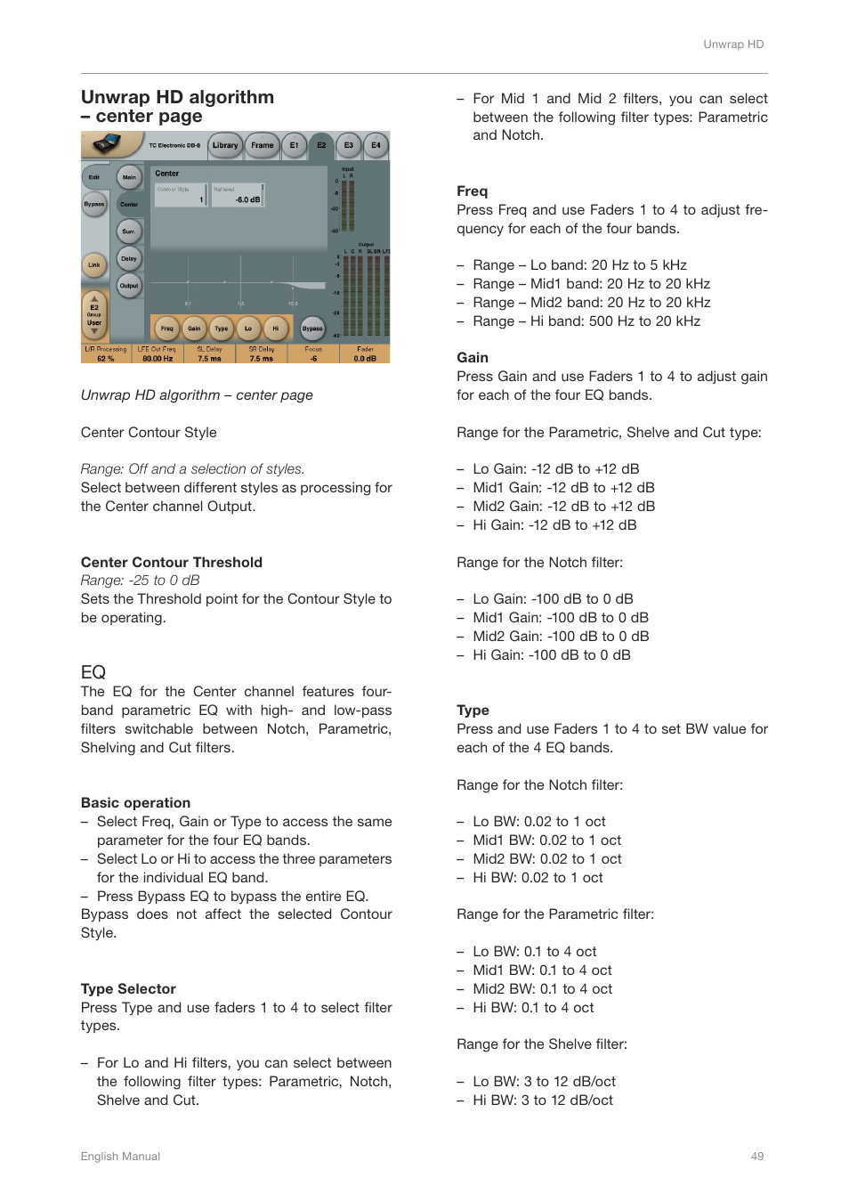 Unwrap hd algorithm – center page | TC Electronic DB4 MKII User Manual | Page 53 / 95