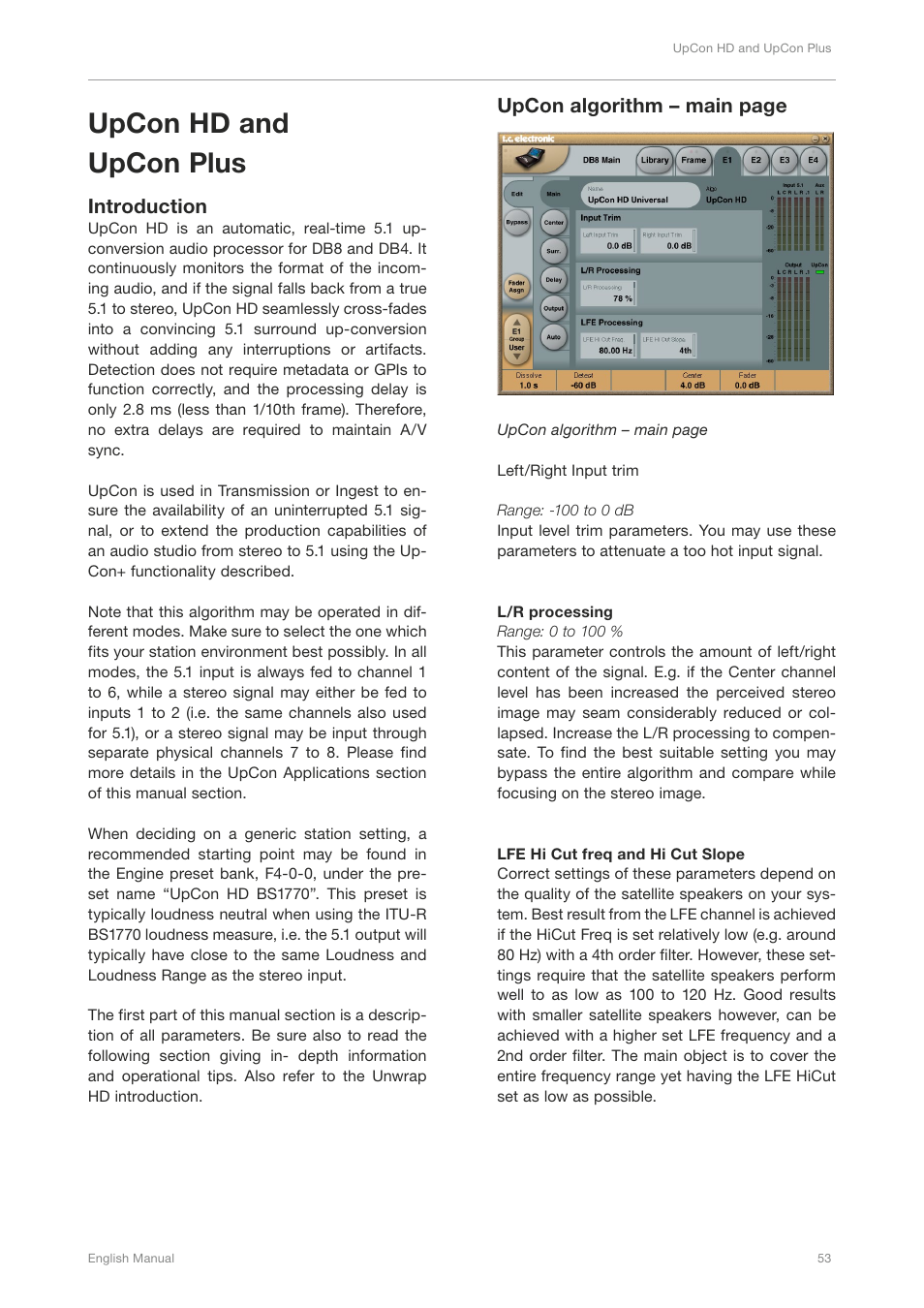Upcon hd and upcon plus, Introduction, Upcon algorithm – main page | TC Electronic DB4 MKII User Manual | Page 57 / 95