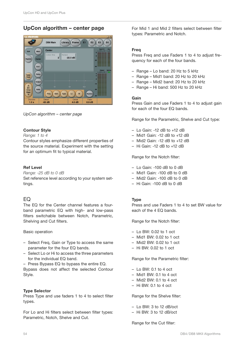 Upcon algorithm – center page | TC Electronic DB4 MKII User Manual | Page 58 / 95