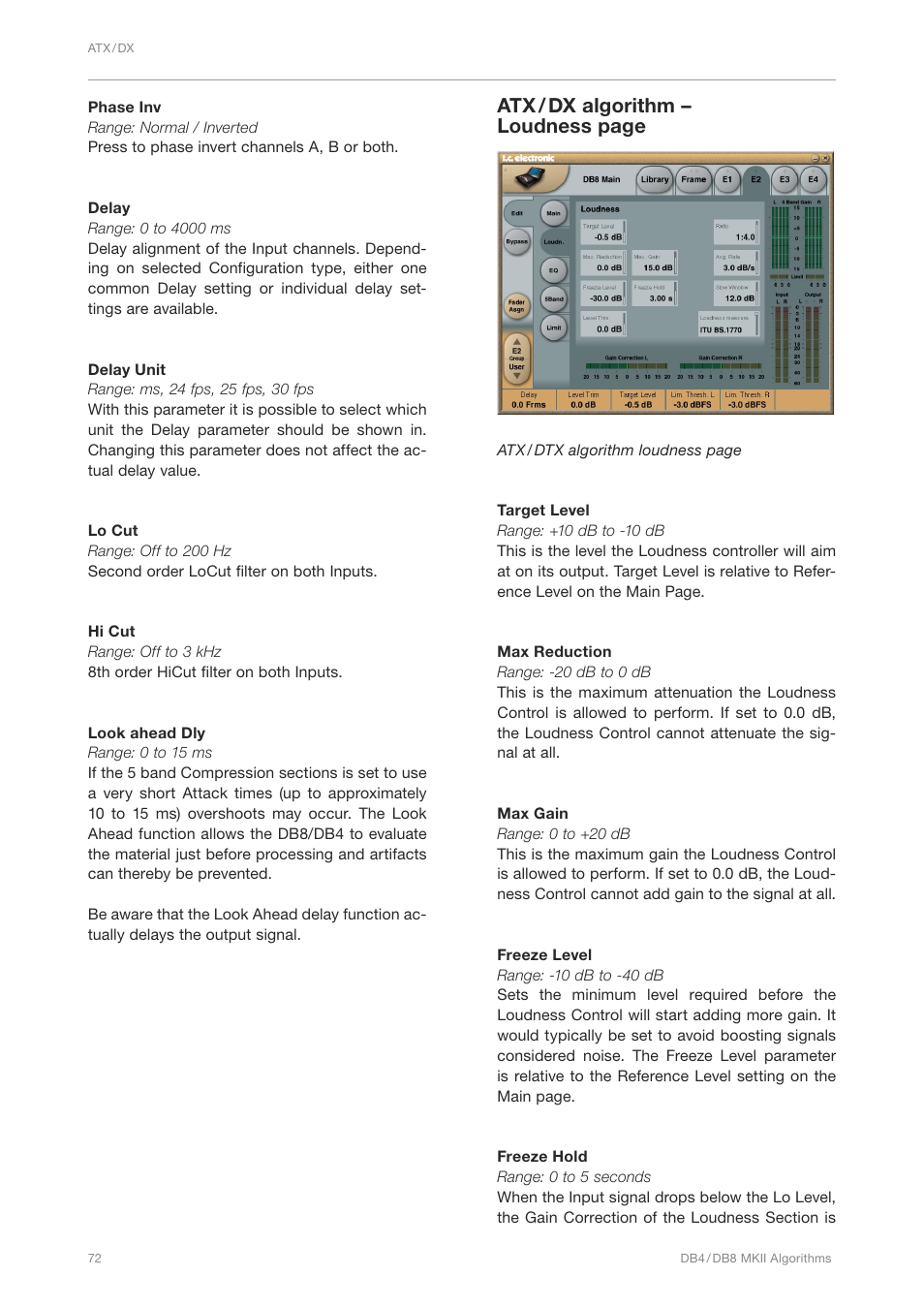 Atx / dx algorithm – loudness page | TC Electronic DB4 MKII User Manual | Page 76 / 95