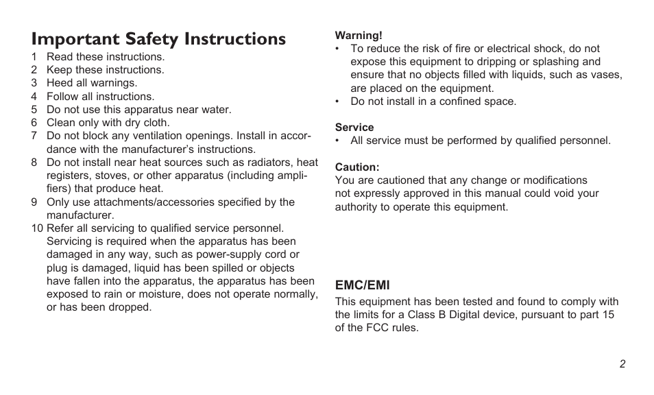Important safety instructions | TC Electronic PolyTune Mini User Manual | Page 2 / 14