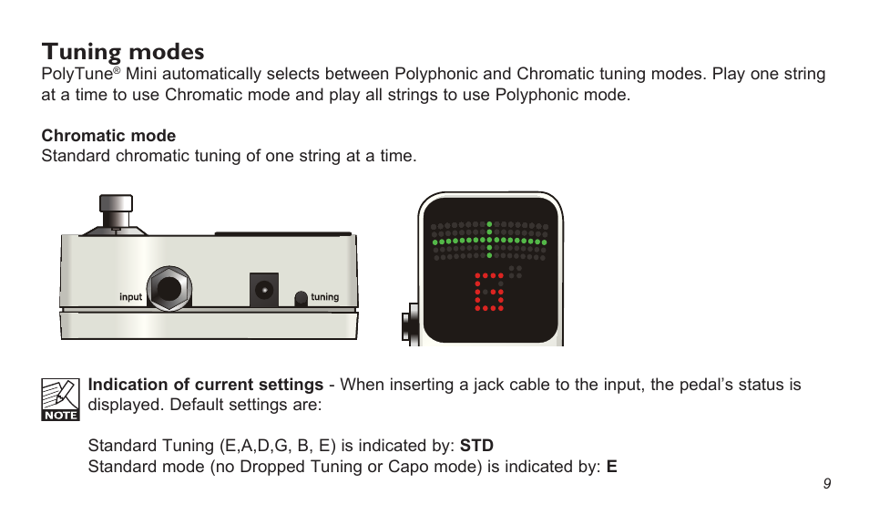 Tuning modes | TC Electronic PolyTune Mini User Manual | Page 9 / 14