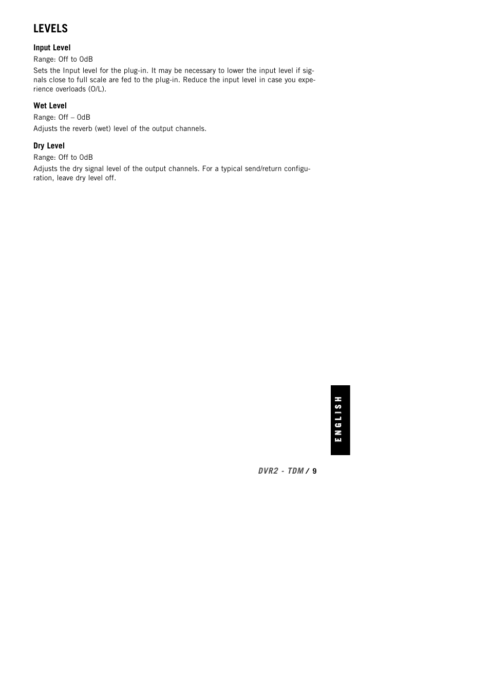 Levels | TC Electronic DVR2 TDM User Manual | Page 9 / 14
