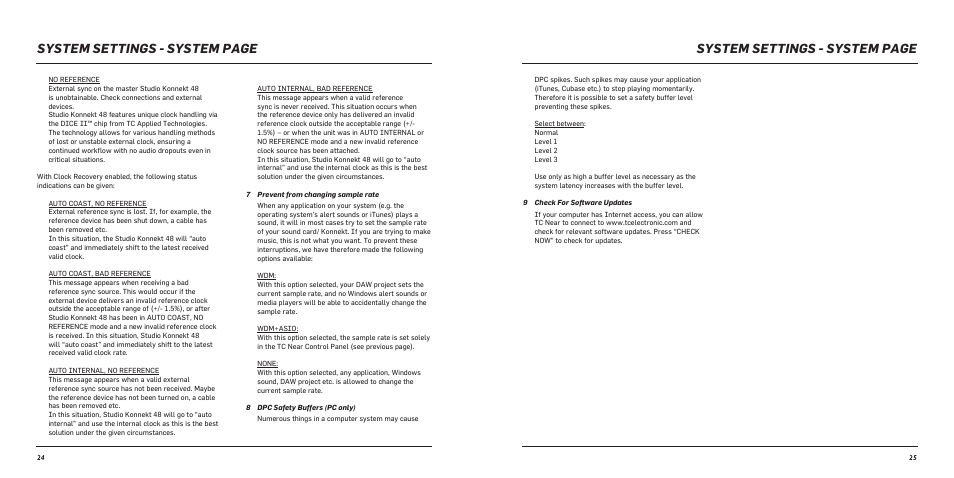 System settings - system page | TC Electronic Desktop Konnekt 6 User Manual | Page 14 / 17