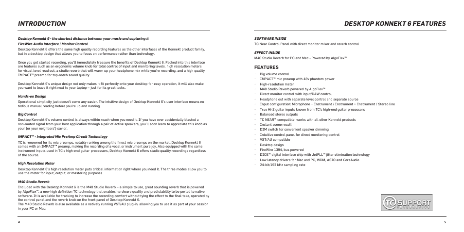 Introduction desktop konnekt 6 features | TC Electronic Desktop Konnekt 6 User Manual | Page 4 / 17
