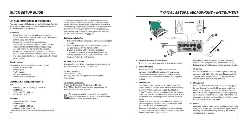 Up and running in ten minutes, Computer requirements | TC Electronic Desktop Konnekt 6 User Manual | Page 5 / 17