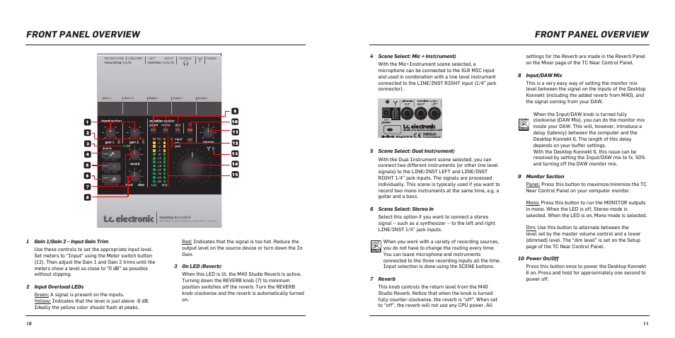 Front panel overview | TC Electronic Desktop Konnekt 6 User Manual | Page 7 / 17