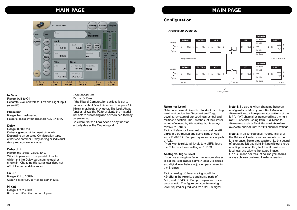 Main page, Configuration | TC Electronic P2 User Manual | Page 14 / 21