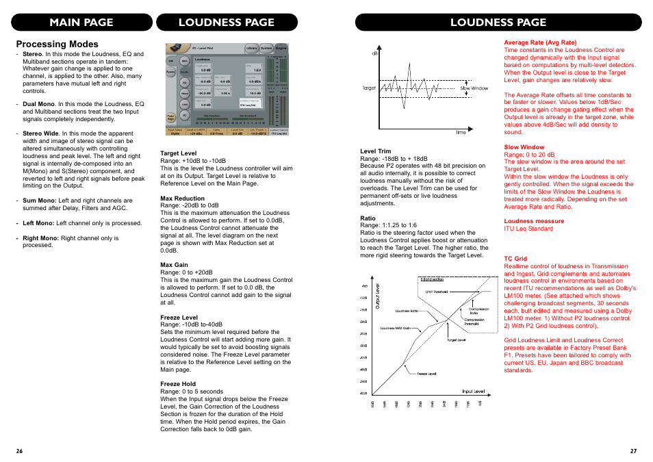Loudness page main page, Loudness page | TC Electronic P2 User Manual | Page 15 / 21