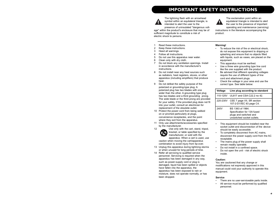 Important safety instructions | TC Electronic P2 User Manual | Page 2 / 21