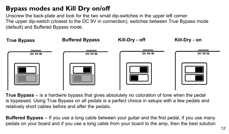 Bypass modes and kill dry on/off | TC Electronic Manuals User Manual | Page 12 / 15