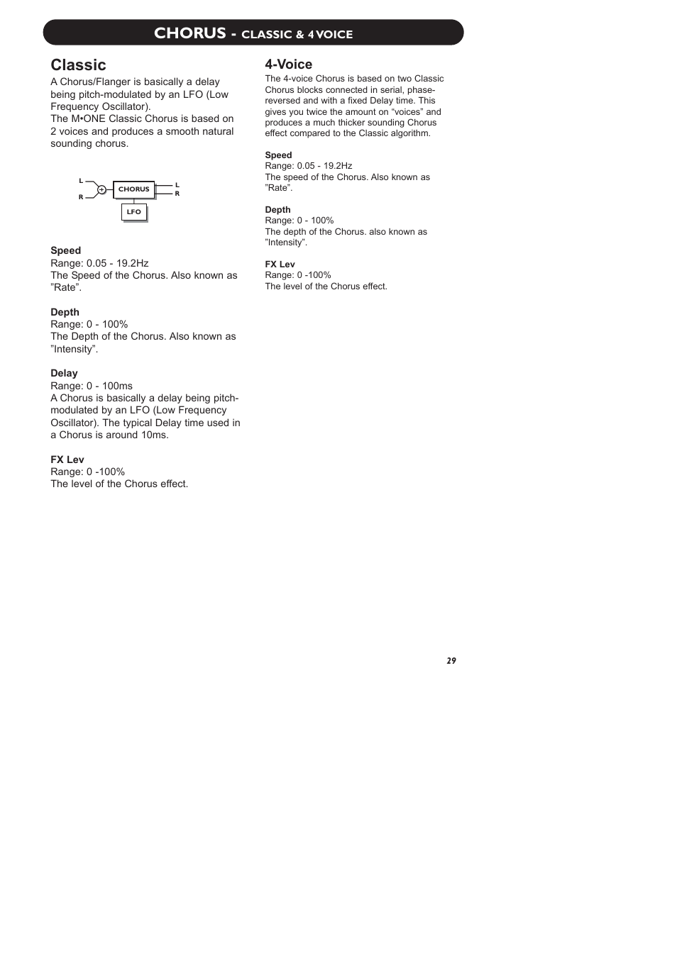 Chorus, Classic, Voice | TC Electronic M-One XL User Manual | Page 31 / 46