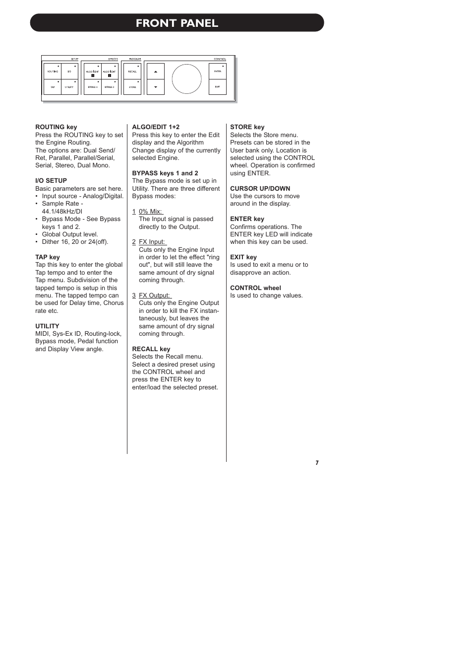 Front panel | TC Electronic M-One XL User Manual | Page 9 / 46