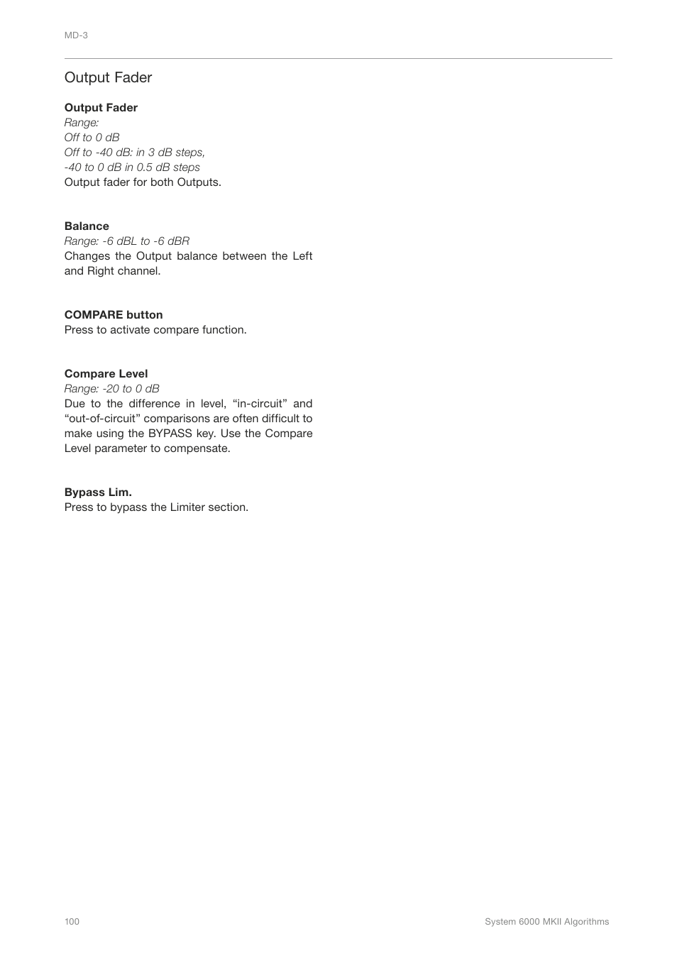 Output fader | TC Electronic Broadcast 6000 User Manual | Page 104 / 210