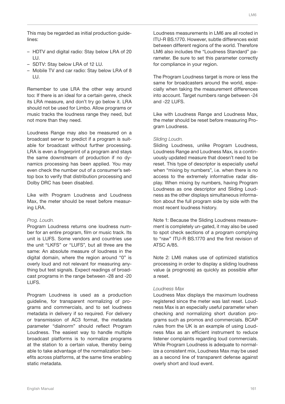 TC Electronic Broadcast 6000 User Manual | Page 165 / 210