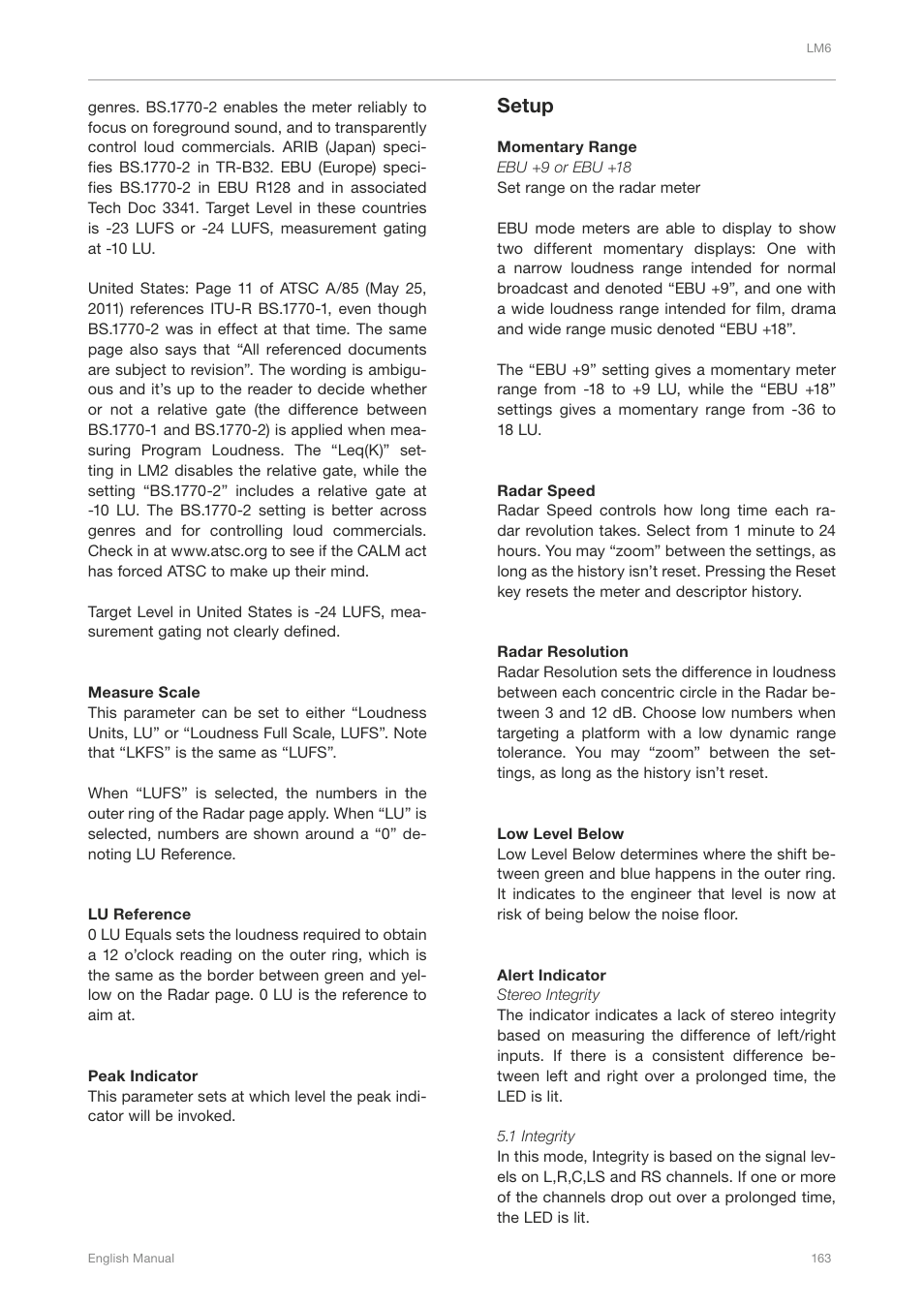 Setup | TC Electronic Broadcast 6000 User Manual | Page 167 / 210