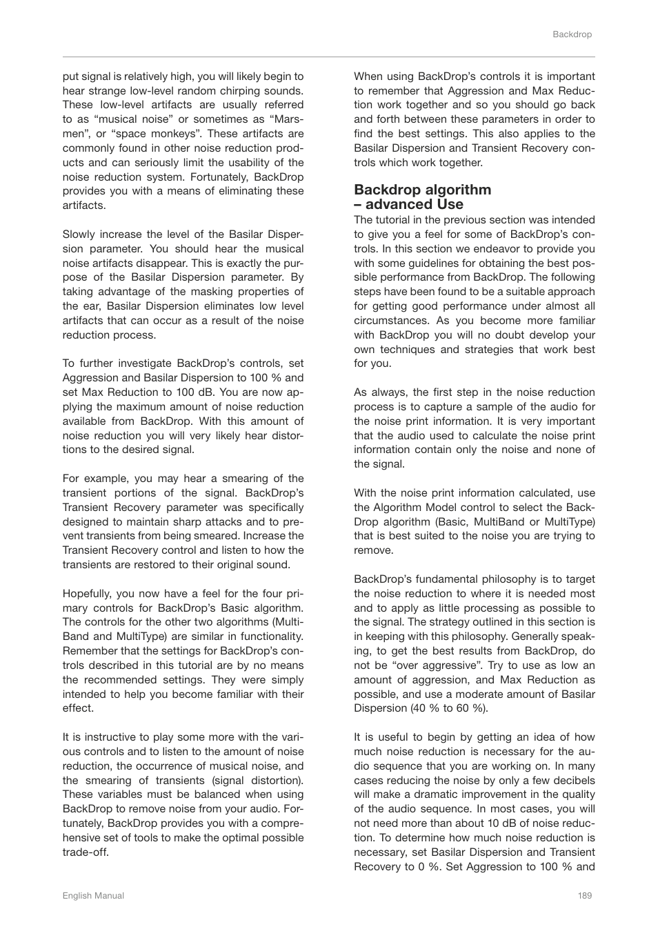 Backdrop algorithm – advanced use | TC Electronic Broadcast 6000 User Manual | Page 193 / 210