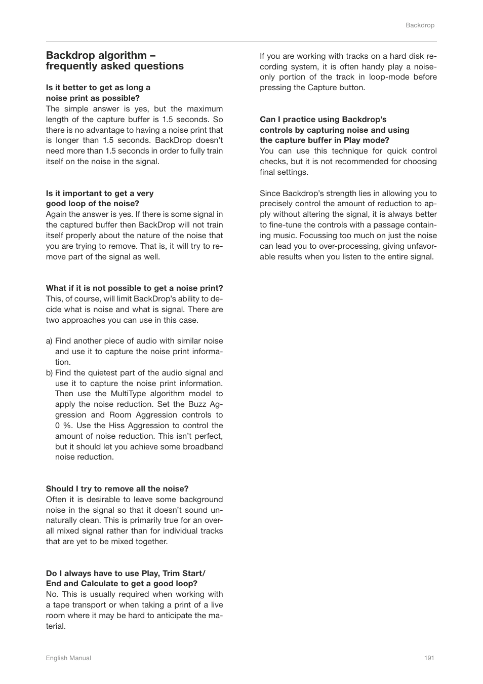 Backdrop algorithm – frequently asked questions | TC Electronic Broadcast 6000 User Manual | Page 195 / 210
