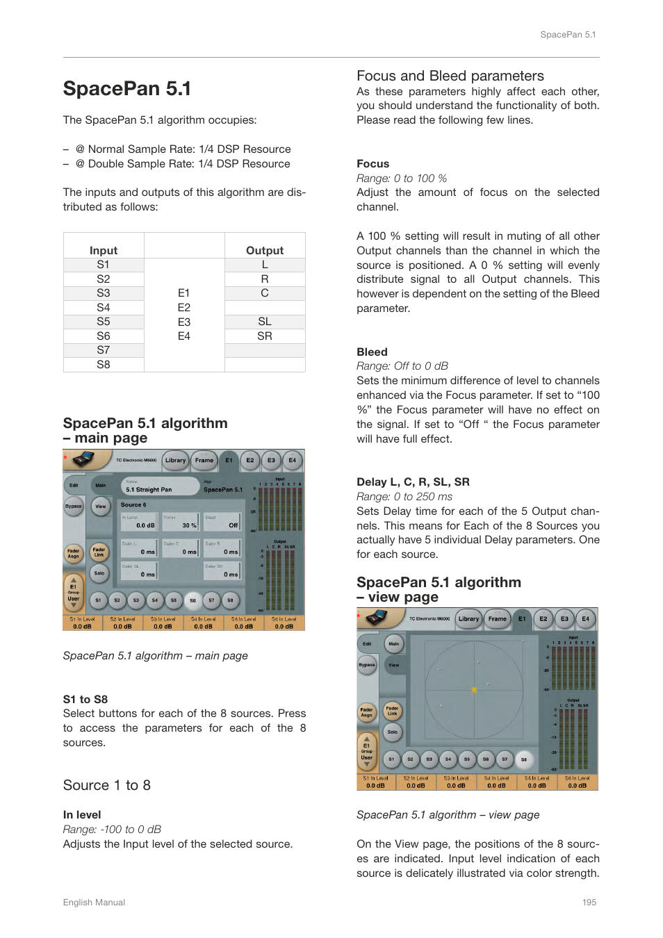 Spacepan 5.1 | TC Electronic Broadcast 6000 User Manual | Page 199 / 210