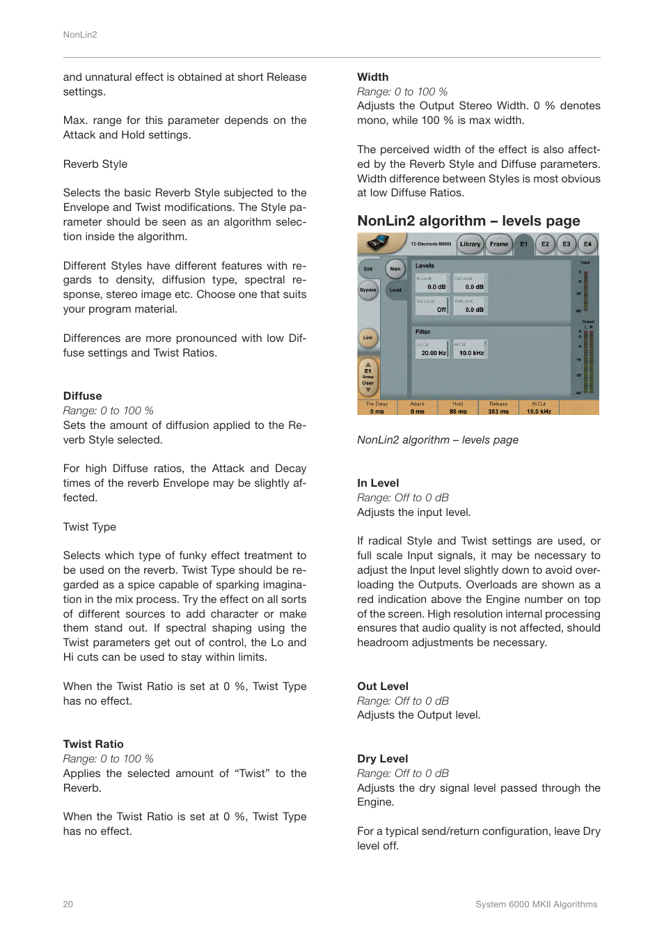 Nonlin2 algorithm – levels page | TC Electronic Broadcast 6000 User Manual | Page 24 / 210