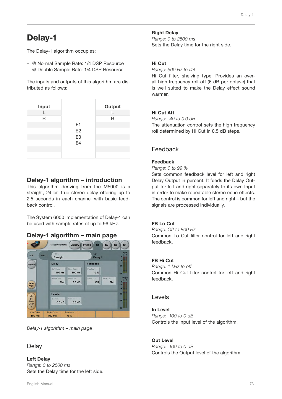 Delay-1 | TC Electronic Broadcast 6000 User Manual | Page 77 / 210