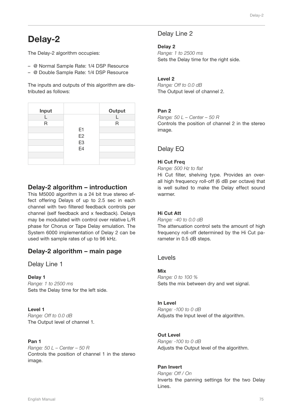 Delay-2 | TC Electronic Broadcast 6000 User Manual | Page 79 / 210