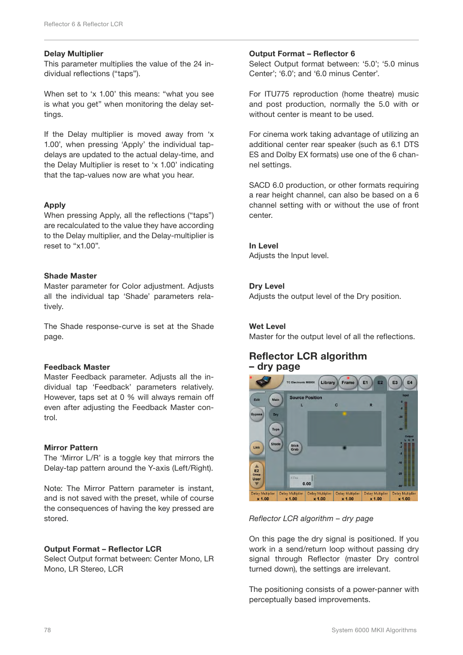 Reflector lcr algorithm – dry page | TC Electronic Broadcast 6000 User Manual | Page 82 / 210