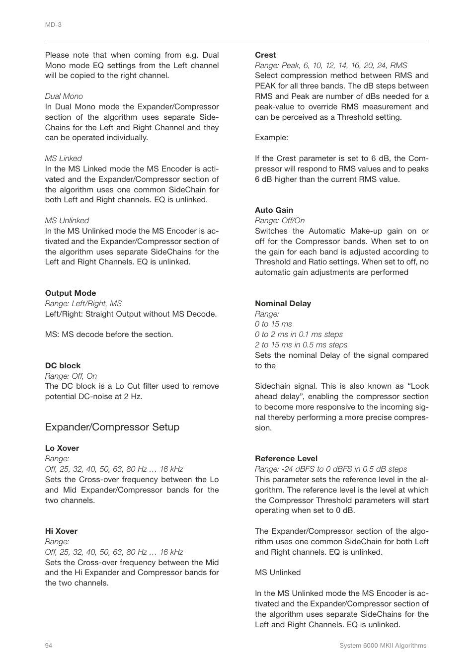 Expander/compressor setup | TC Electronic Broadcast 6000 User Manual | Page 98 / 210