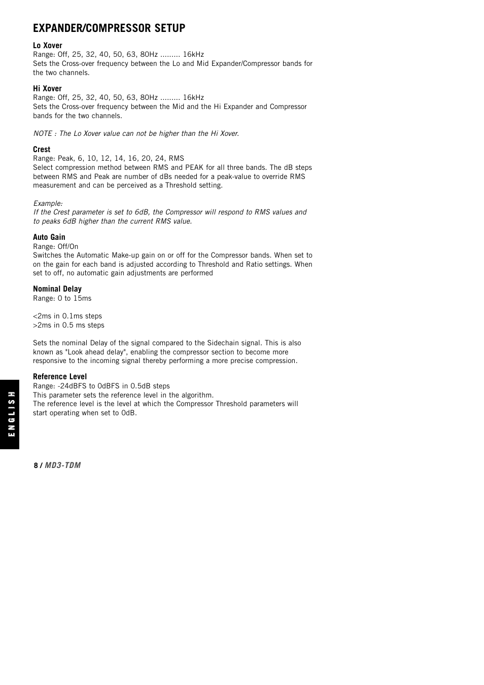 Expander/compressor setup | TC Electronic MD3 TDM User Manual | Page 10 / 27