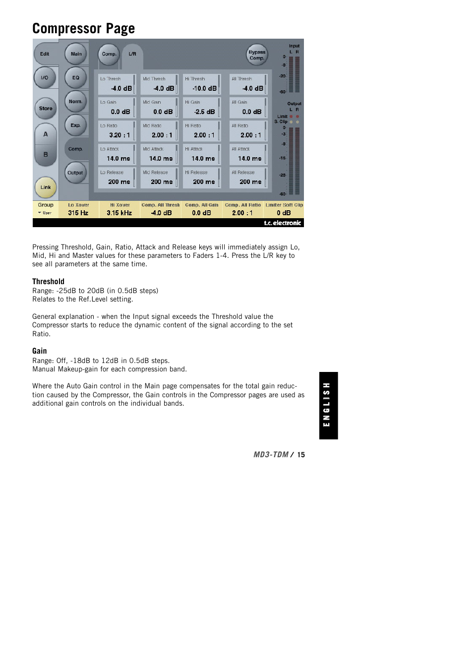 Compressor page | TC Electronic MD3 TDM User Manual | Page 17 / 27