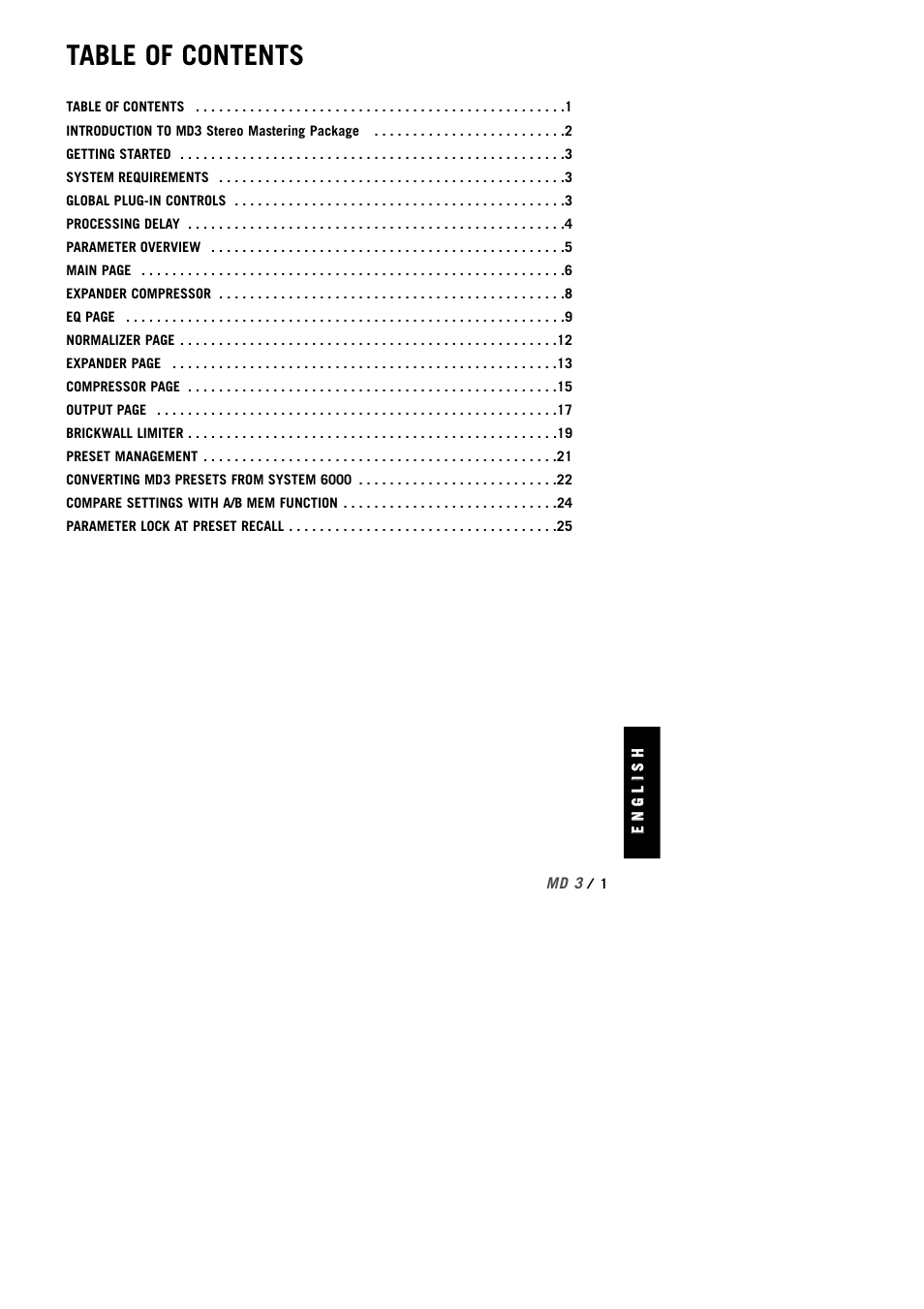 TC Electronic MD3 TDM User Manual | Page 3 / 27