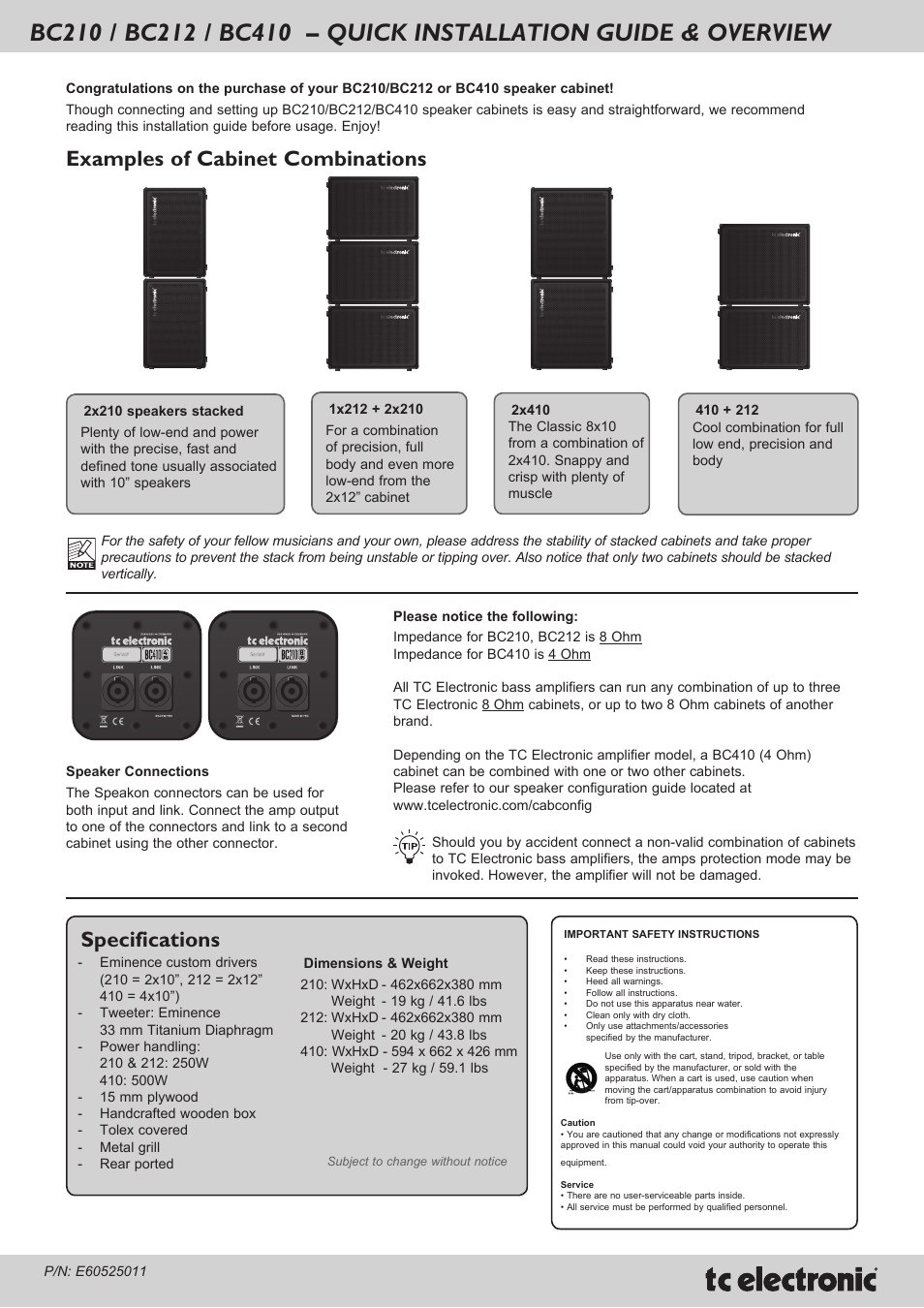 TC Electronic BC410 User Manual | 1 page