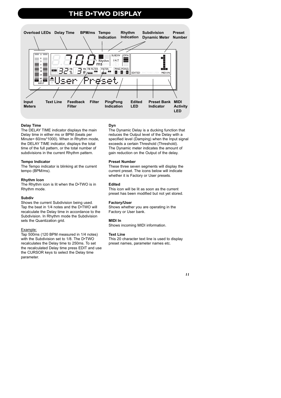 The d•two display | TC Electronic D-Two User Manual | Page 13 / 31