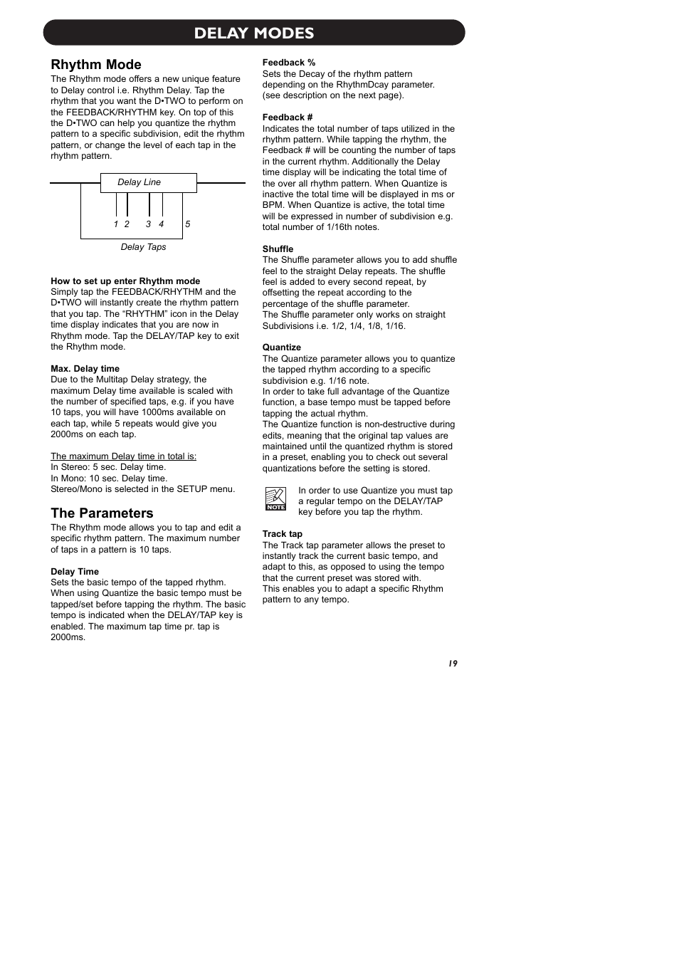 Delay modes, Rhythm mode, The parameters | TC Electronic D-Two User Manual | Page 21 / 31
